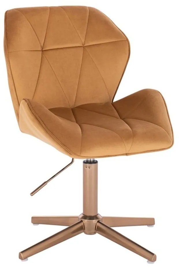 LuxuryForm DESIGN Stolička MILANO MAX VELUR na zlatom kríži - hnedá