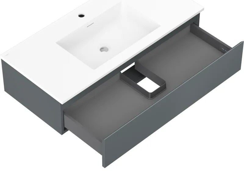 Mexen Orio, kúpeľňová skrinka 100 cm s umývadlom Otis, 1 zásuvka, grafitová matná/biela matná, 91A10-10023-1-BF66-W18M01