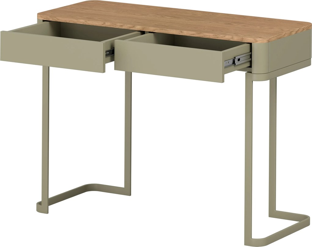 Toaletný stolík so zásuvkami Elivo 110 cm na ráme - eukalyptus / dub baltic dune
