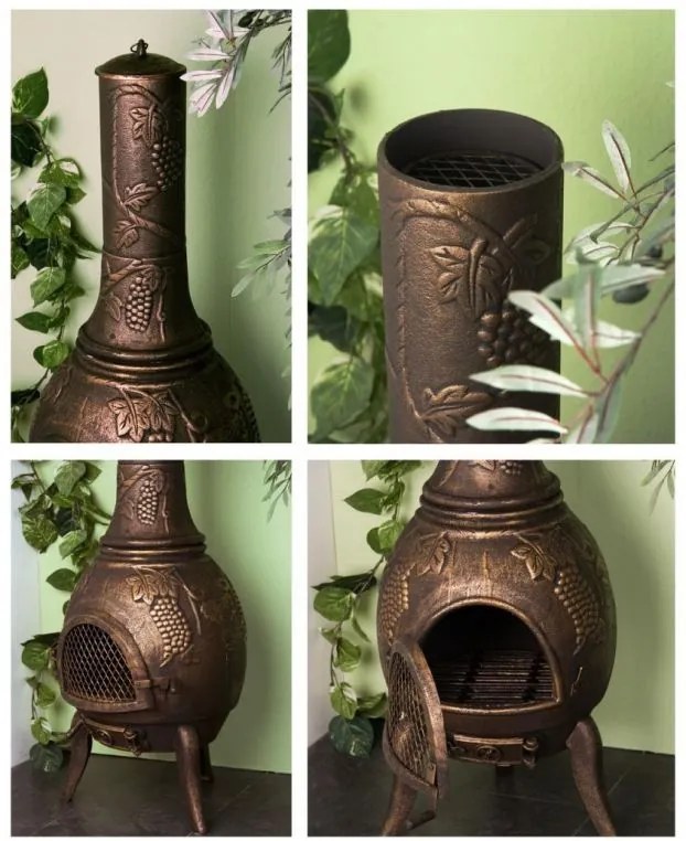 TERA Vonkajší záhradný kozub zliatina 120 cm - bronz