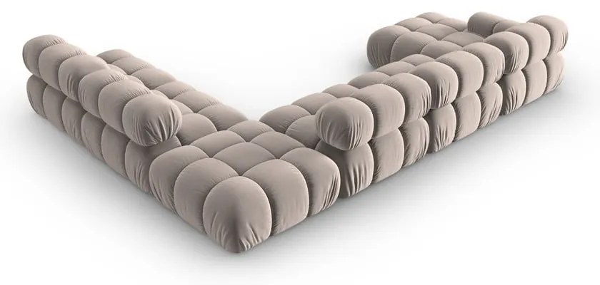 Svetlohnedá zamatová modulárna rohová pohovka (pravý roh/do tvaru "U") Bellis – Micadoni