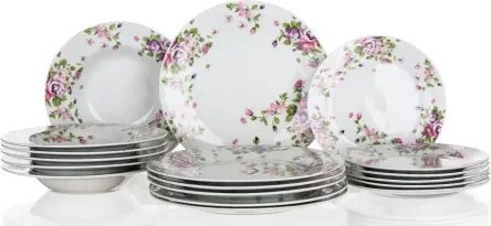Súprava tanierov (18 dielov) Beauty, kvetinový vzor%