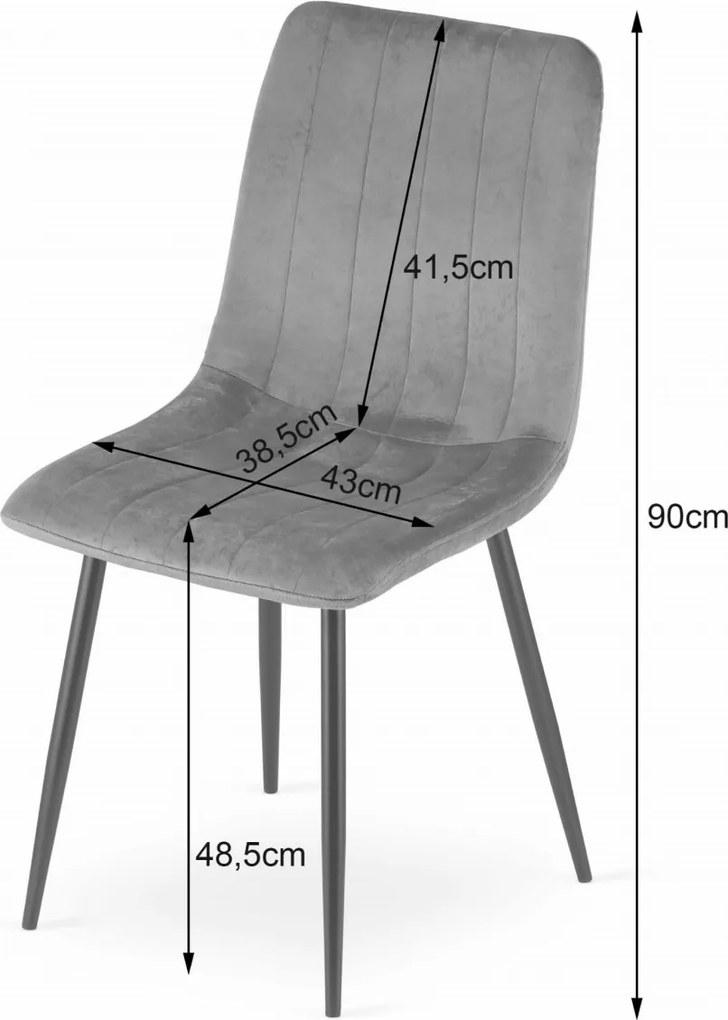AKCIA Čierna zamatová stolička LAVA s čiernymi nohami II. trieda