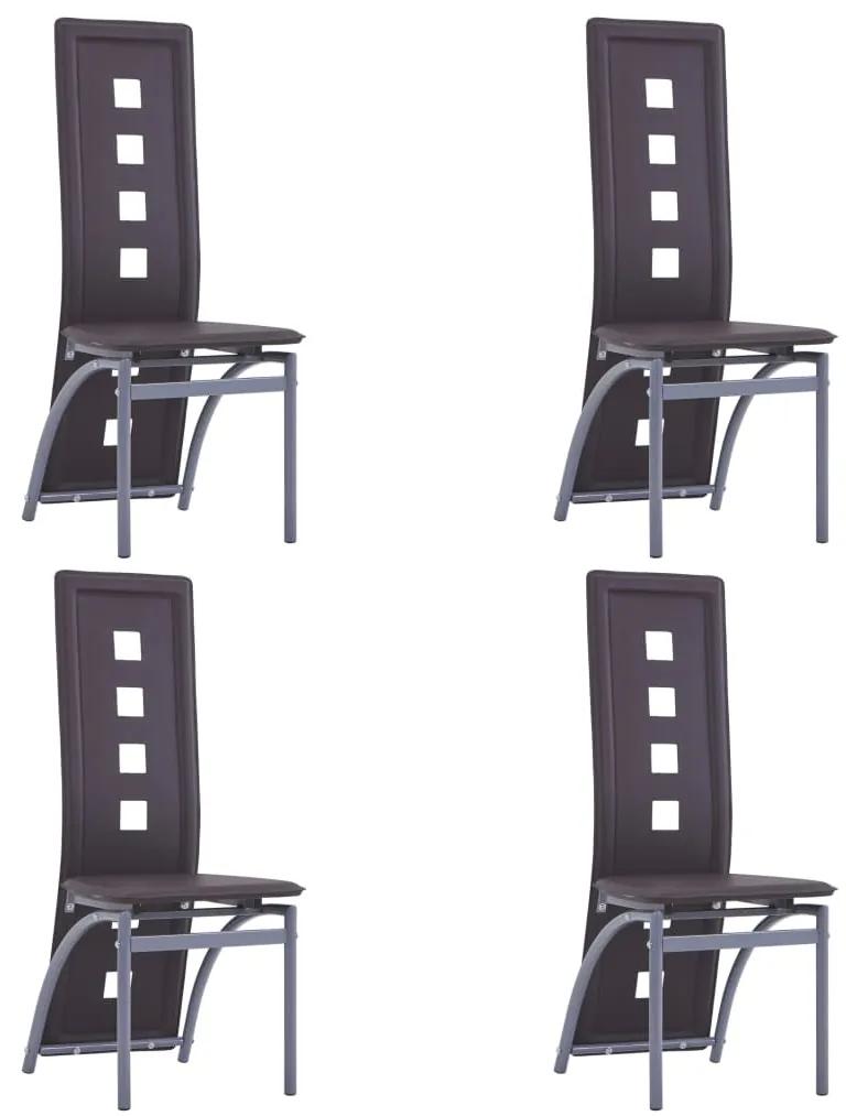 Jedálenské stoličky 4 ks, hnedé, umelá koža 281710
