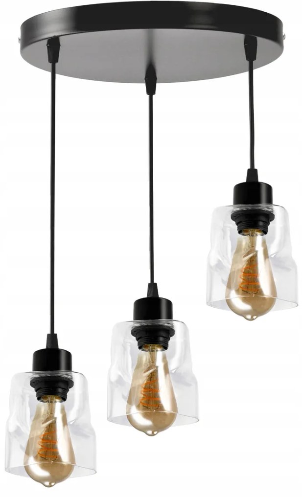 BERGE LED stropné svietidlo 3xE27, rolovací, priehľadný štvorec