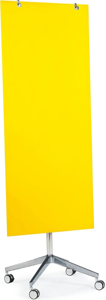 Mobilná sklenená magnetická tabuľa Stella, 650x1575 mm, žltá