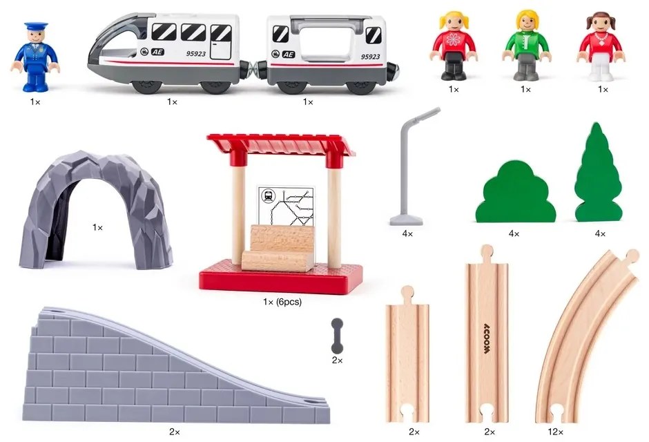 Drevená vlaková súprava – číslo osem, 45 dielov