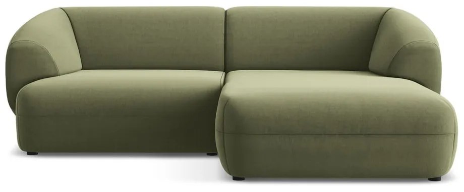 Zelená zamatová rohová pohovka (pravý roh) Moana – Makamii