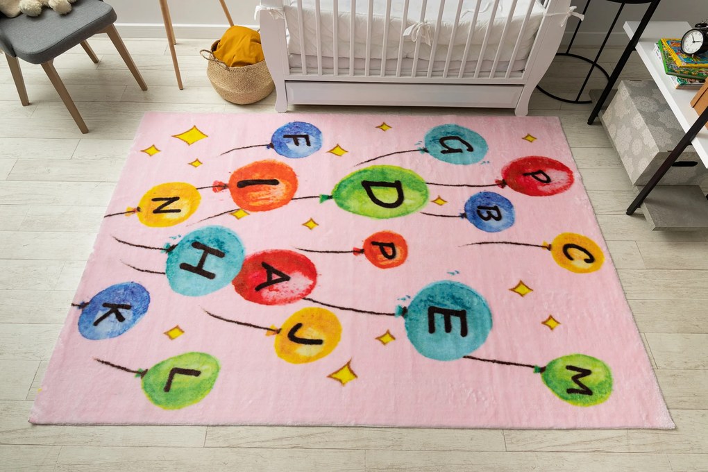Koberec PLAY balóniky, písmená abeceda G3548-3, ružový