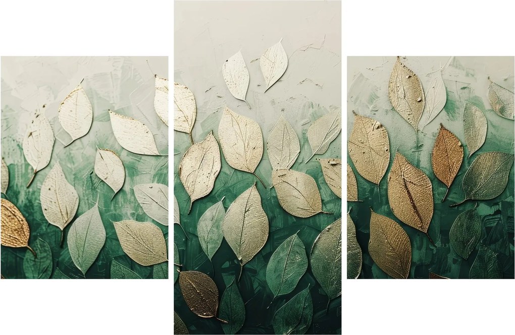 Obraz - Zlato-zelené listy (90x60 cm)