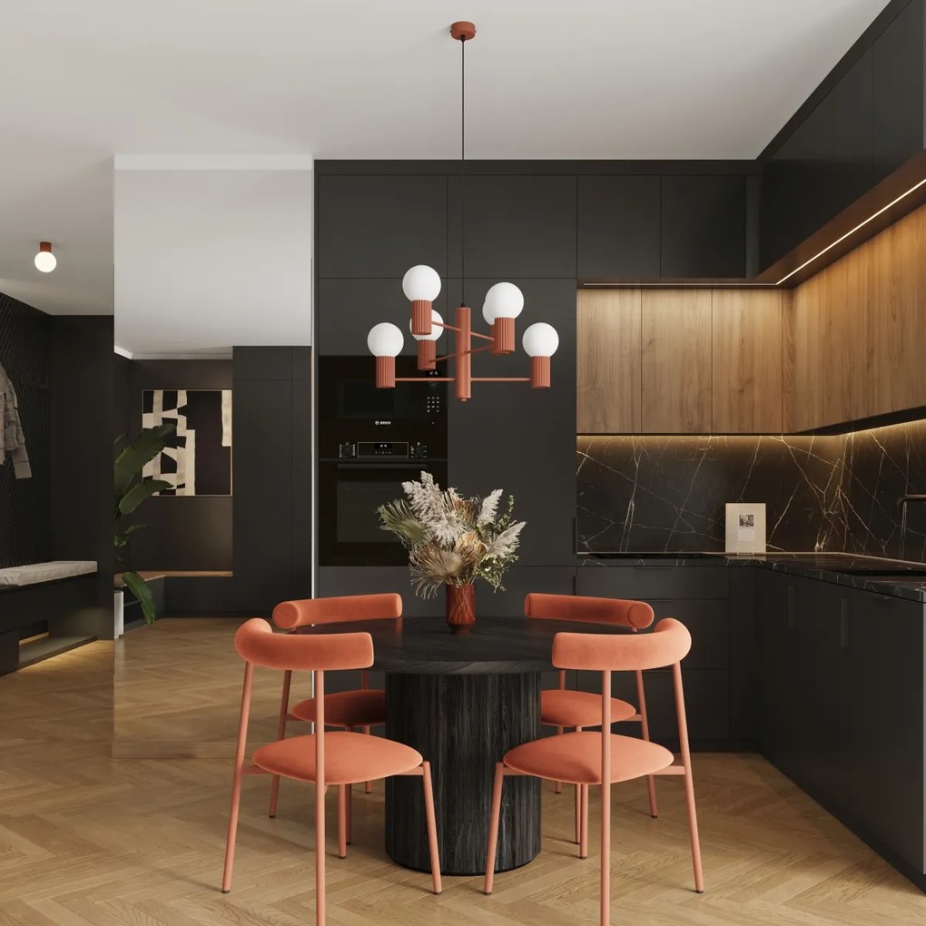 Luster Halo, 6x biele sklenené tienidlo, ro