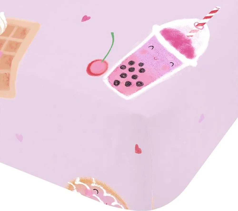 Ružová napínacia detská plachta na jednolôžko 90x190 cm Sweet Treats – Catherine Lansfield