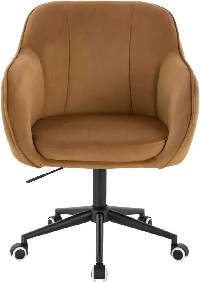 LuxuryForm DESIGN Stolička AVOLA VELUR na čiernej podstave s kolieskami - medová