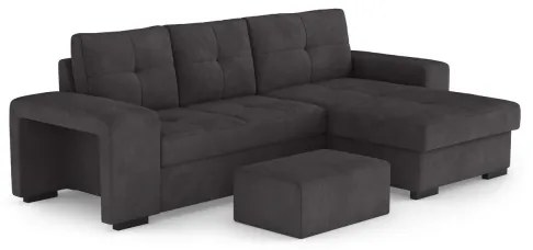 Rozkladacia sedačka s úložným priestorom a taburetom PALERMO čierna pravá