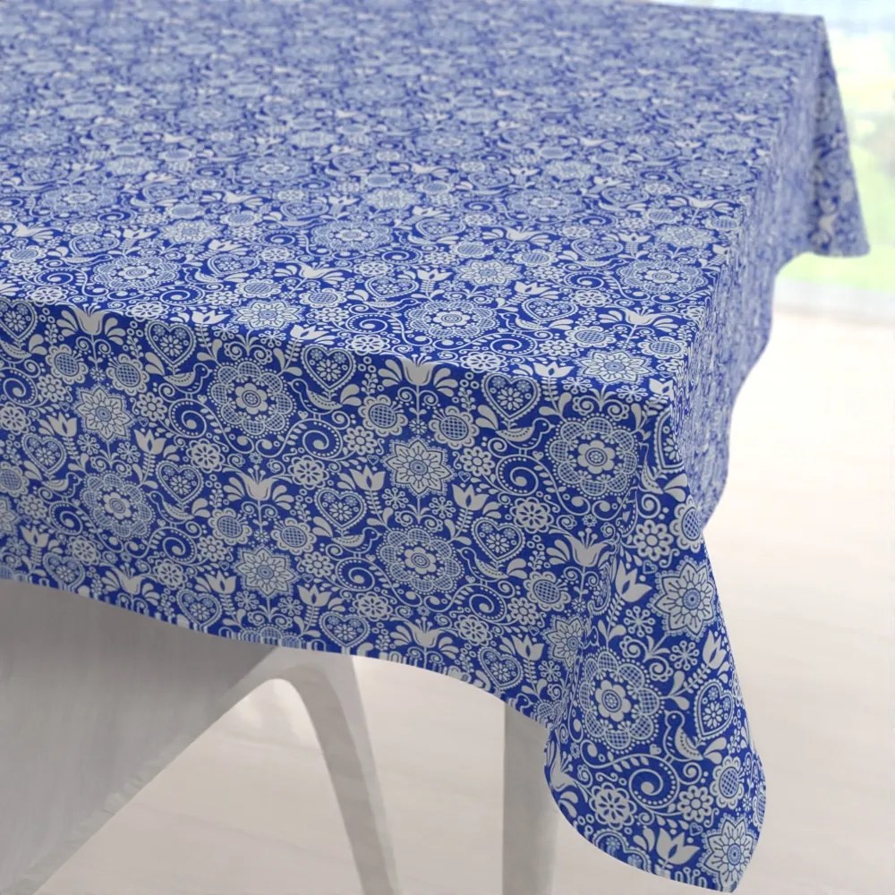 Biante Dekoračný štvorcový obrus PML-100 Modro-biely ľudový ornament 60x60 cm