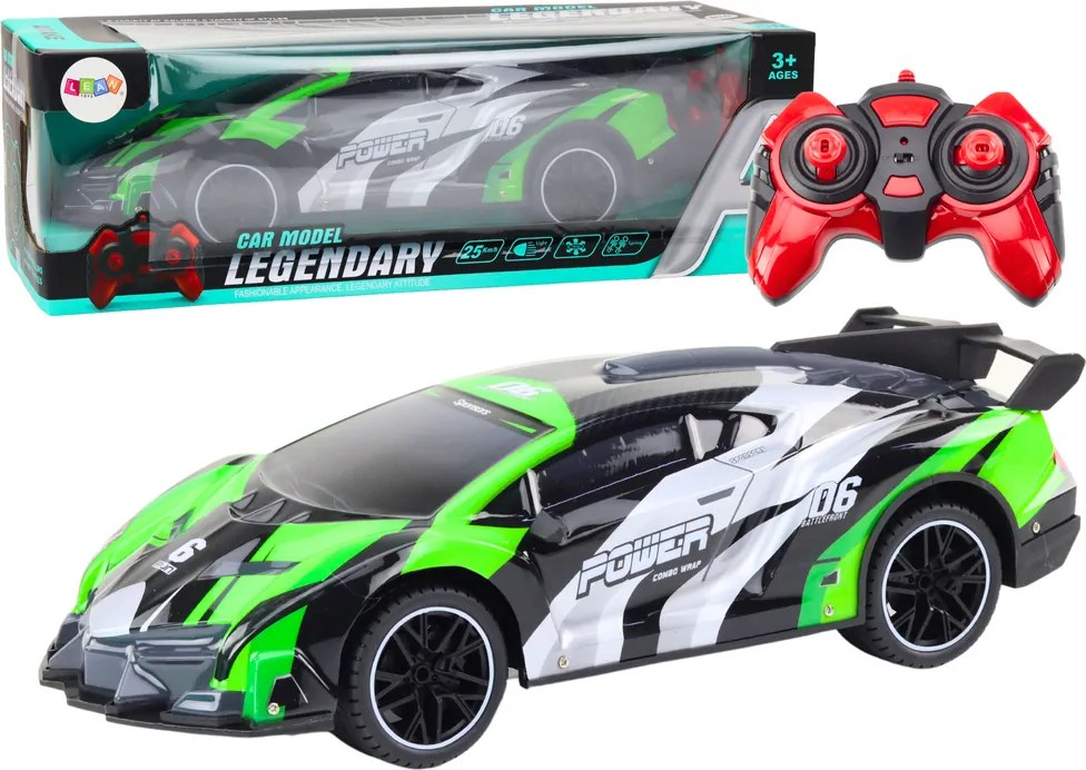 LEAN Toys Športové diaľkovo ovládané auto RC 1:10, 25 km/h, svetlá, zelené