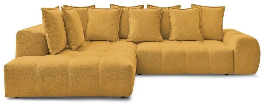 Ženilková rozkladacia/s úložným priestorom rohová pohovka v horčicovej farbe (ľavý roh/do L) Everest – Bobochic Paris