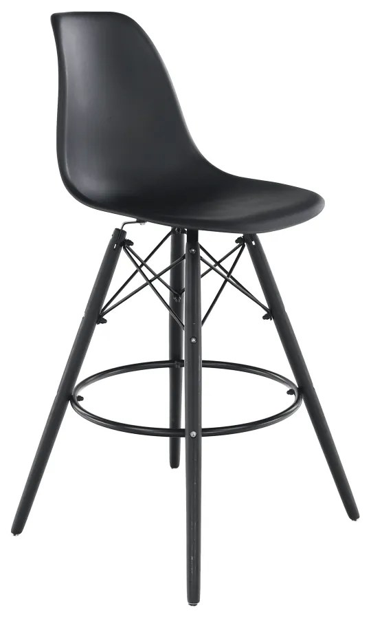 Kondela Barová stolička, čierna, plast/drevo, CARBRY NEW