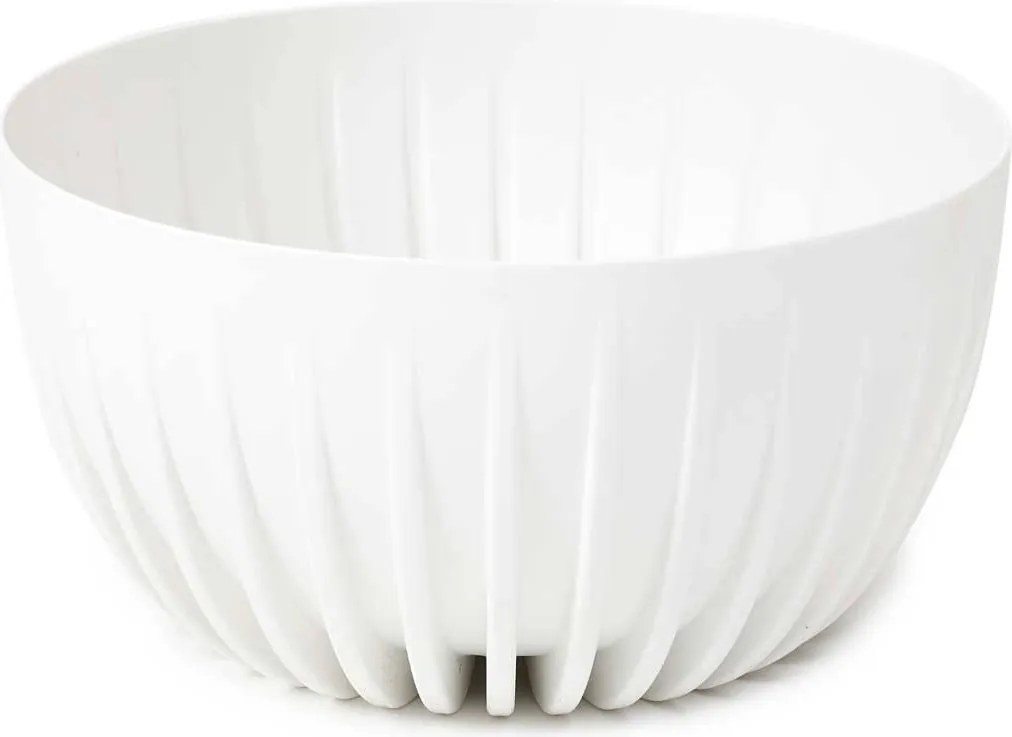 PLASTOVÝ KVETINÁČ STRIPPED ECO SADA 2KS 16X30 CM+15X24 CM BIELA