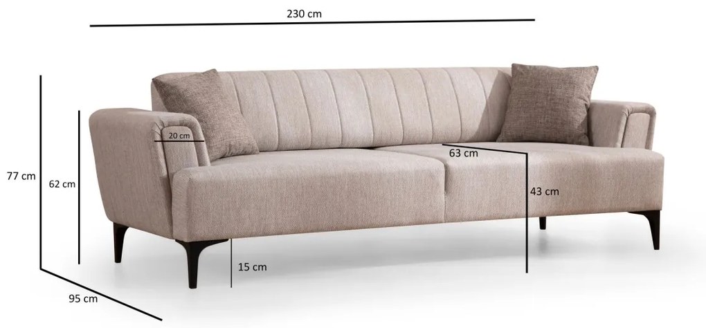 Trojmiestna rozkladacia pohovka Hamlet 230 cm béžová