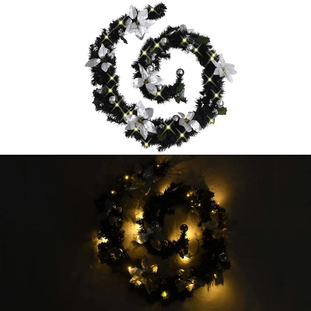 vidaXL Vianočná girlanda s LED svetielkami, čierna 2,7 m, PVC