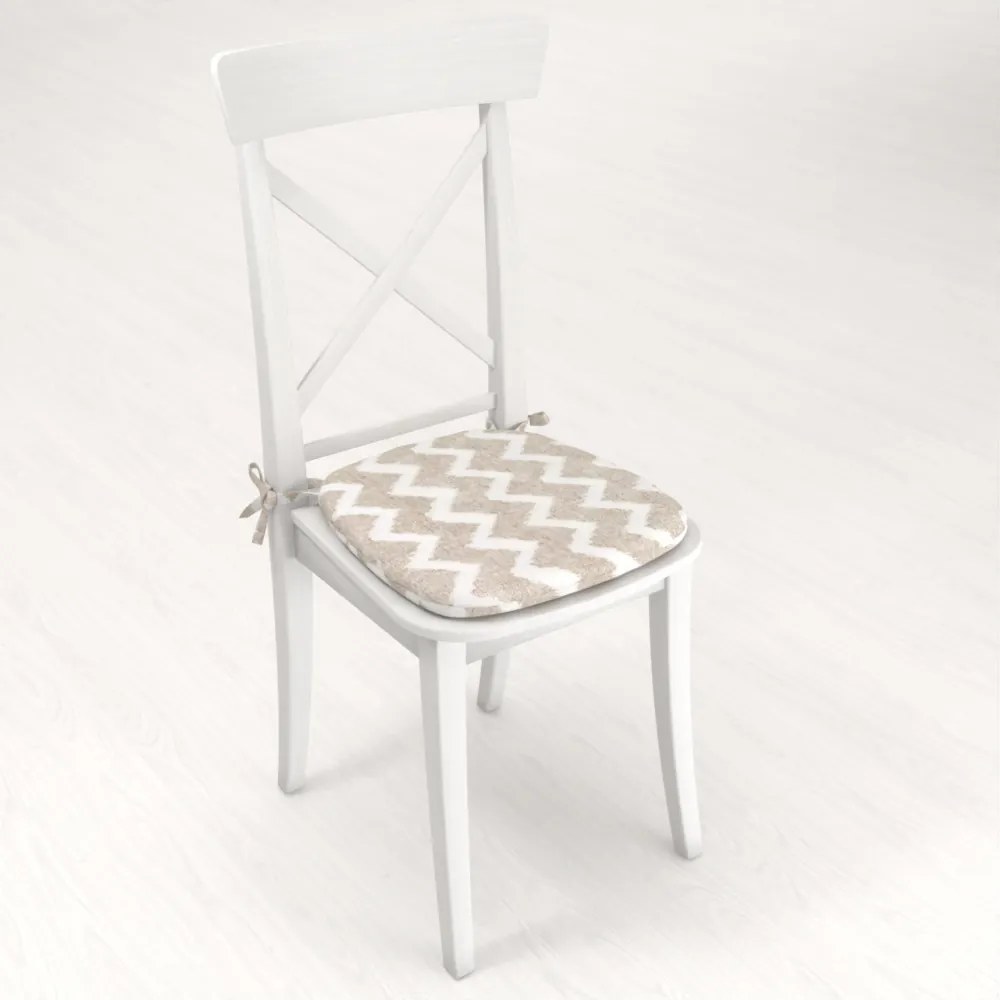 Biante Oblý podsedák Porto PRT-006 Režný cik-cak - 39x37x3 cm
