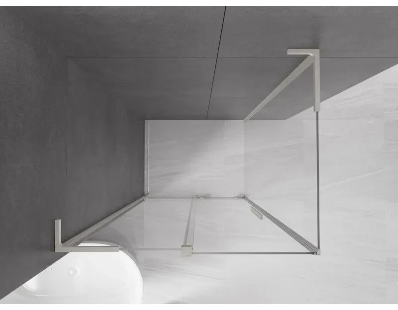 Mexen Velar L, sprchový kút s posuvnými dverami 120 x 80 cm, 8mm číre sklo, brúsená oceľ, 871-120-080-03-97
