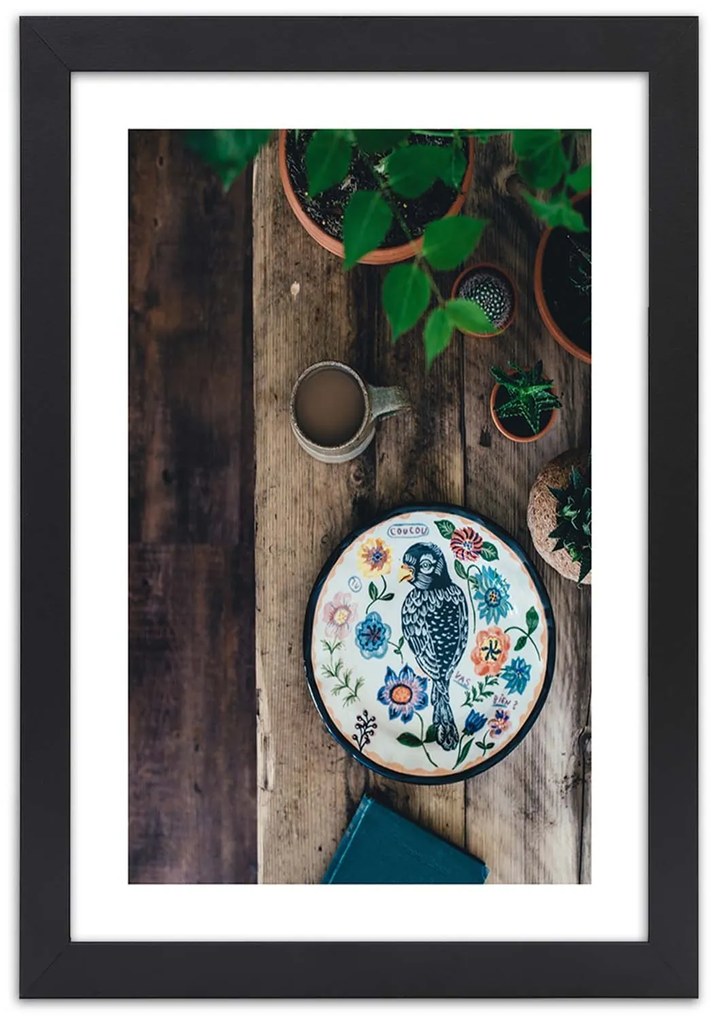 Gario Plagát Vyšívaný vták Farba rámu: Bez rámu, Rozmery: 30 x 45 cm