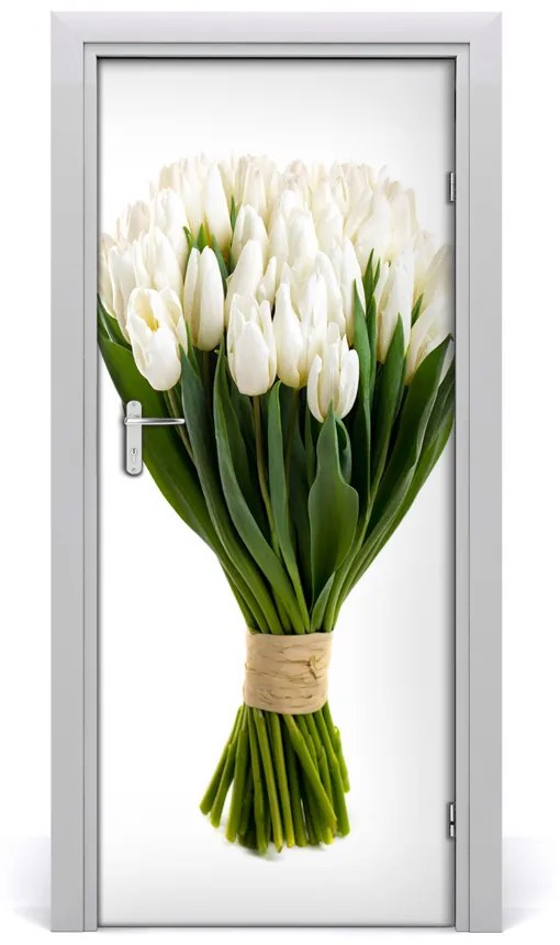 Fototapeta na dvere biele tulipány 75x205 cm