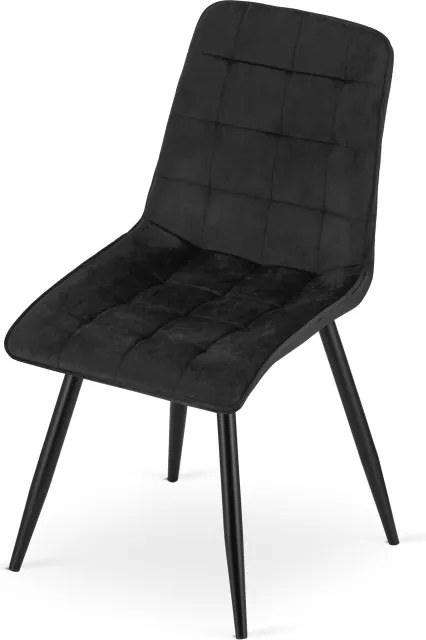 Set dvoch jedálenských stoličiek SPLIT zamatové čierne / čierne nohy (2 ks)
