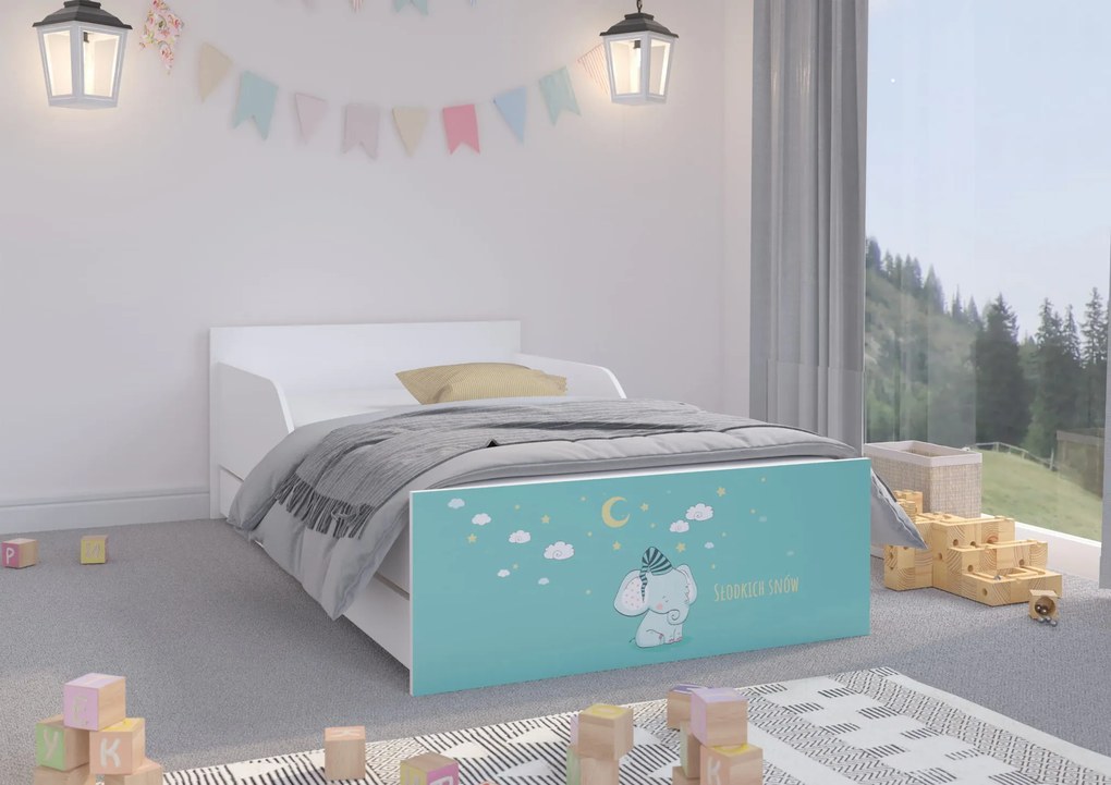 Wooden Toys Detská posteľ PUFI 180x90 SLONÍK