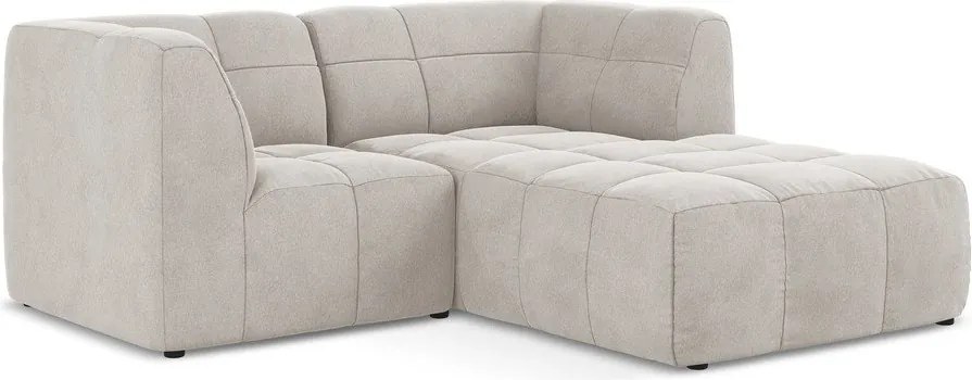 Béžová zamatová rohová pohovka (pravý roh/s leňoškou) Aloha – Makamii