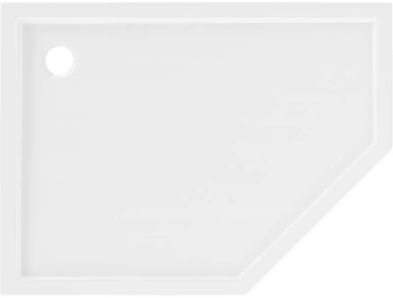 Mexen Flow Slim, ľavostranná päťuholníková sprchová vanička 100 x 90 cm, biela lesklá, 46P109010L