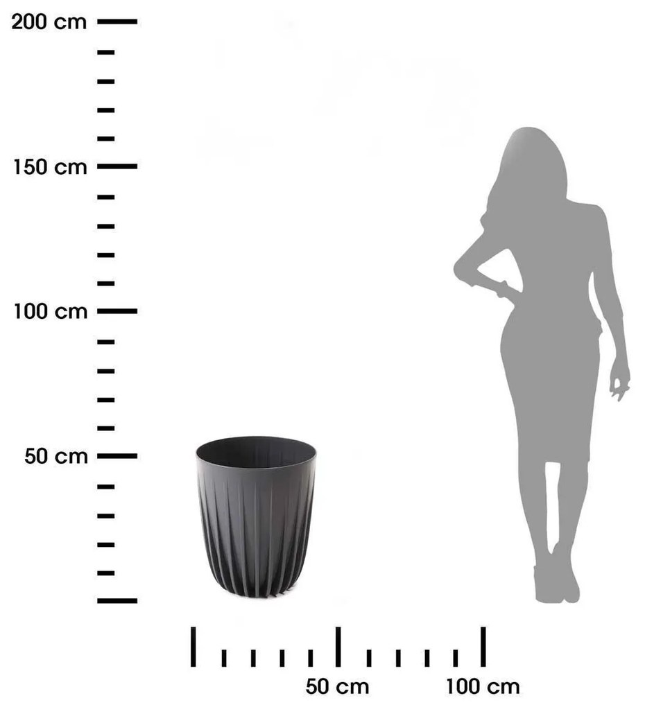 PLASTOVÝ KVETINÁČ STRIPPED ECO 46X39 CM ČIERNA