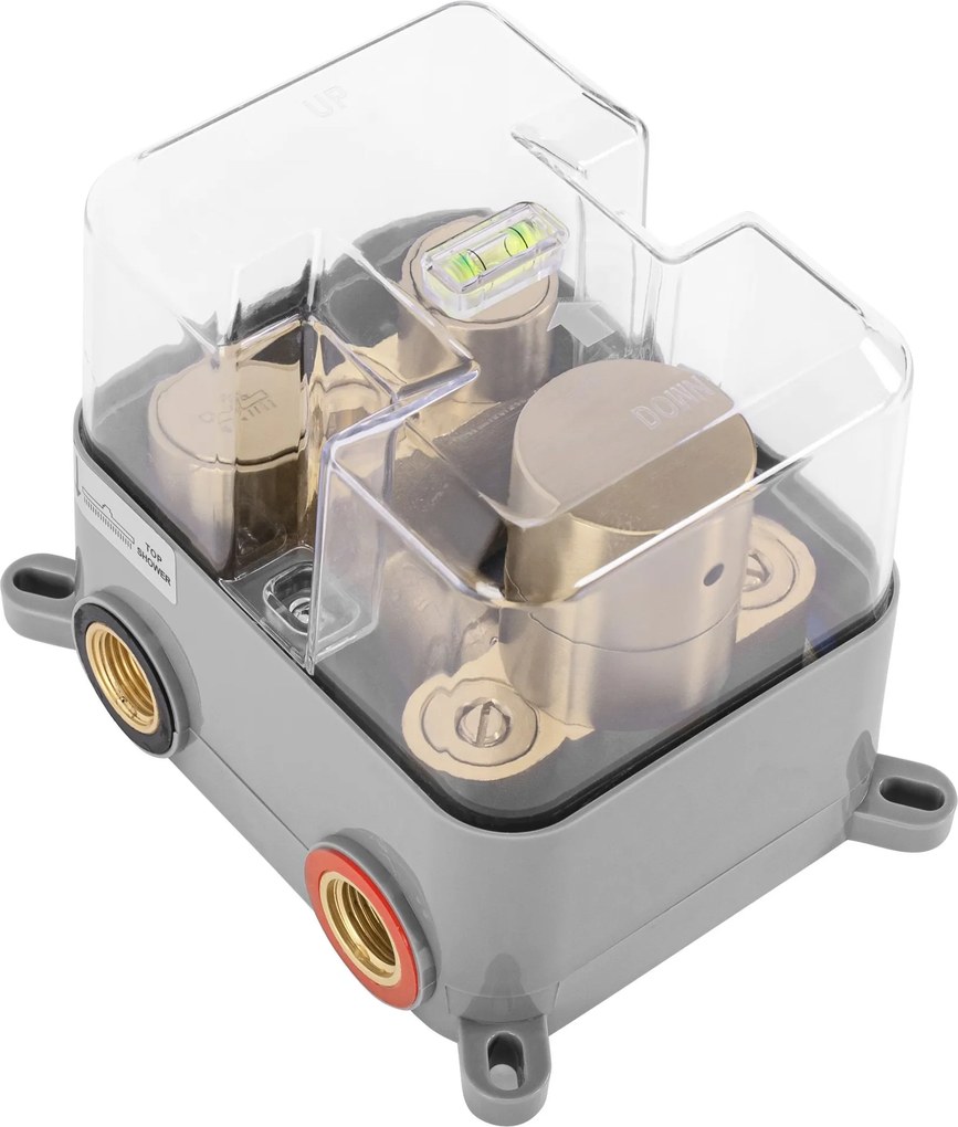 Rea Lungo, podomietková termostatická sprchová sada + BOX, zlatá matná, REA-P8551