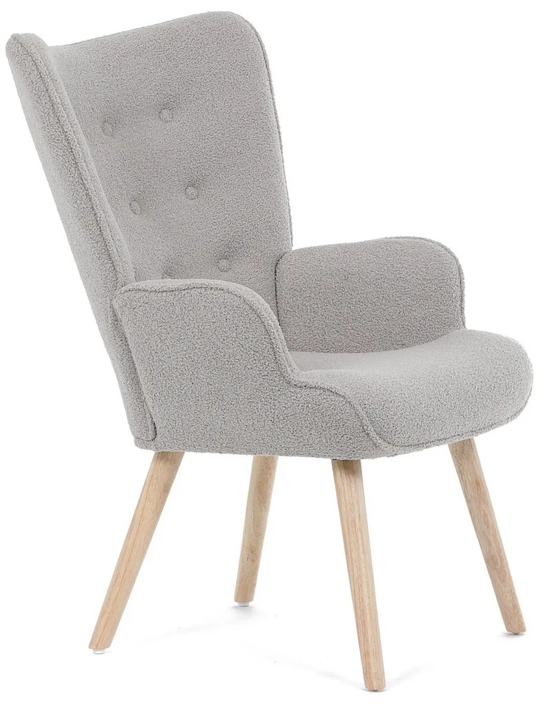 Kreslo s ušami Bouclé GREY2, sivá