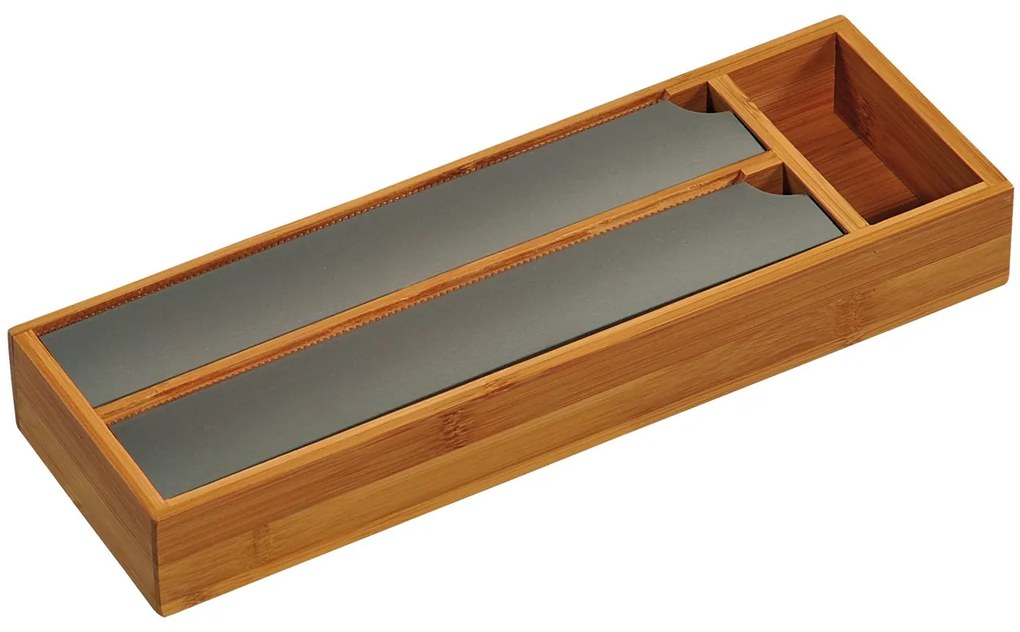 Drevený organizér na fólie s rezačkou Triple, 39,5x13x5,5 cm
