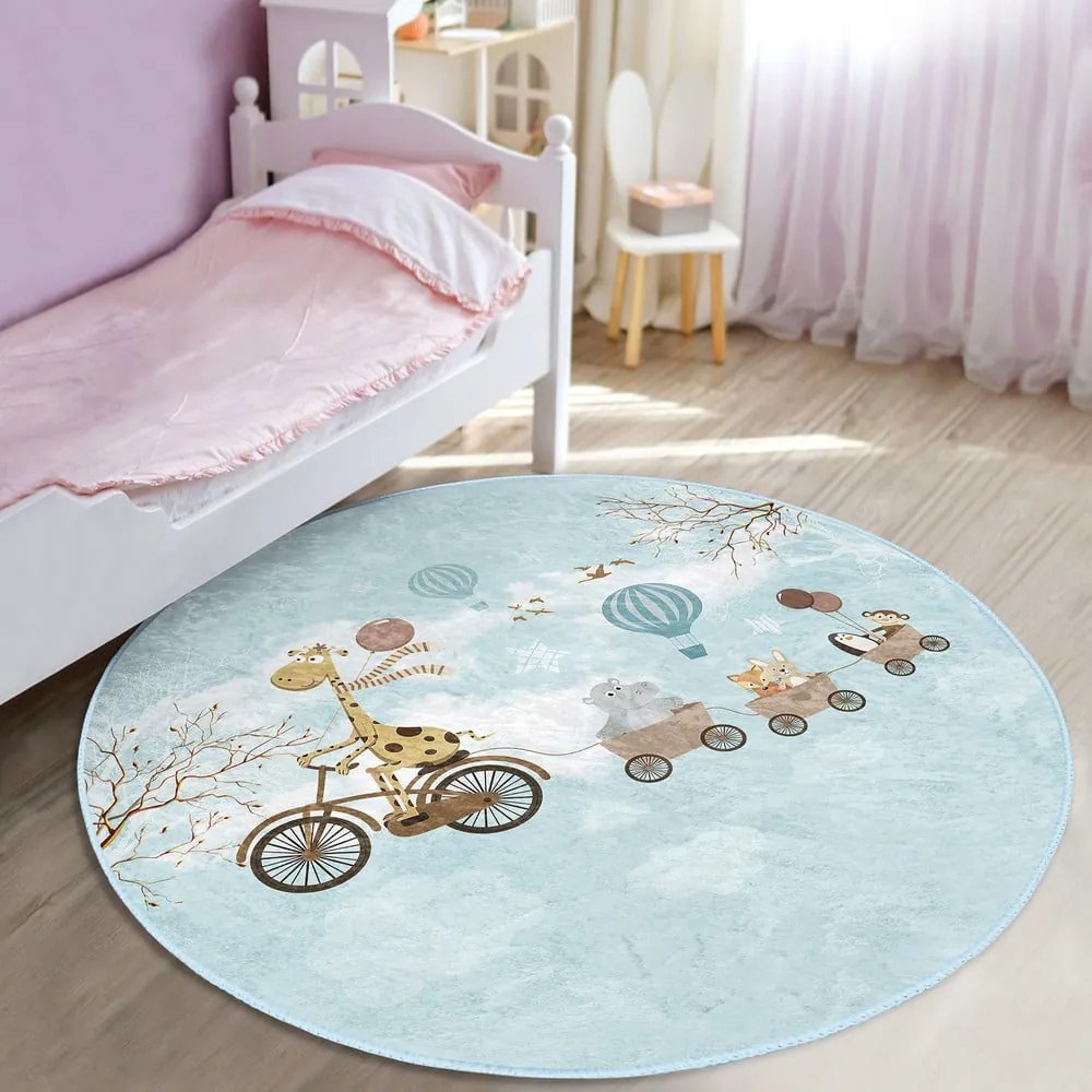 Svetlomodrý detský koberec ø 80 cm Comfort – Mila Home