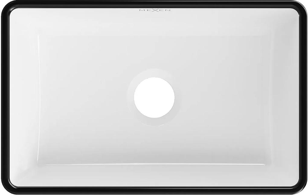Mexen Nadia, umývadlo na dosku 36x23x12 cm, biela lesklá-čierny okraj, 21613607