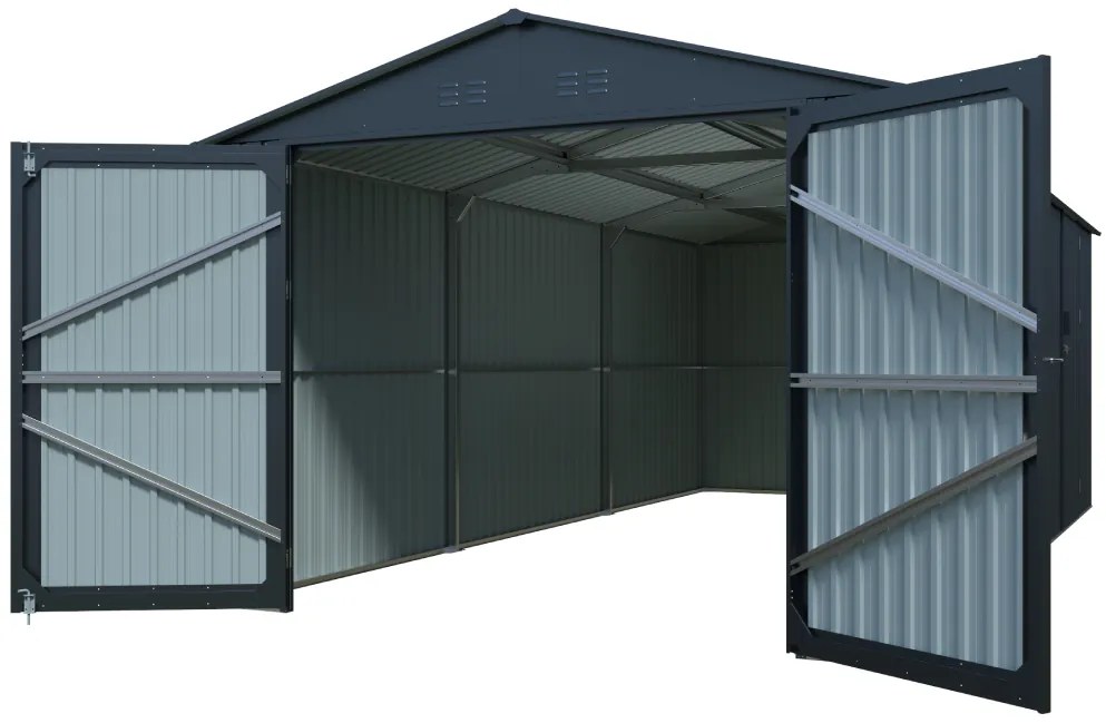 Plechová garáž BestBerg AG-18A / 18 m² / 602 x 300 x 232 cm / sivá