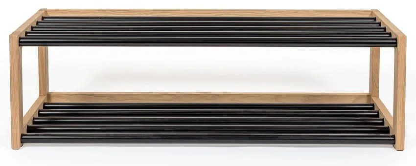 Čierna/prírodná kovová polica na topánky – Woodman