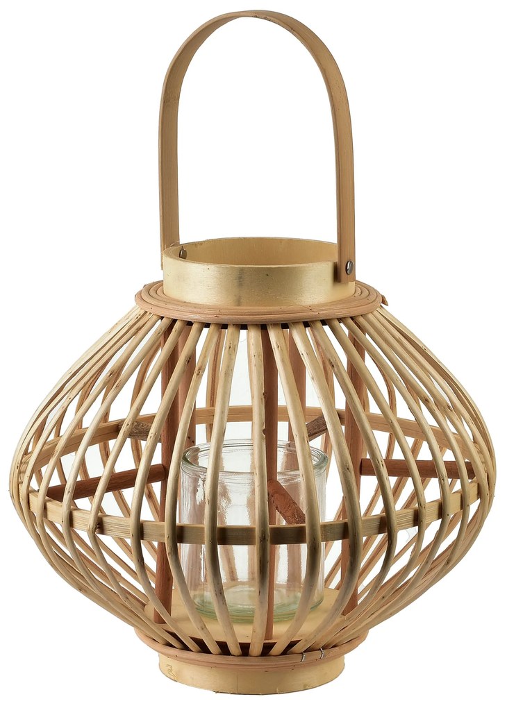 Proutěná lucerna LUCIE Natural 32x27 cm hnědá