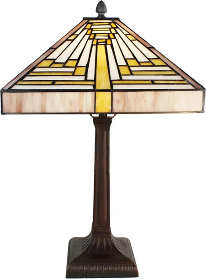 Pyramídová stolná lampa Tiffany - 31*31*48 cm E27/max 1*60W