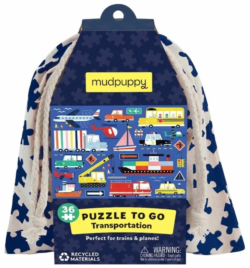 Mudpuppy Puzzle Dopravné prostriedky v látkovom vrecku 36 dielikov