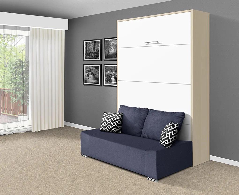 Nabytekmorava Sklápacia posteľ s pohovkou VS 21058P 200x120 farba pohovky: Sivá, Typ farebného prevedenia: Dub sonoma svetlý / dvere biele LESK