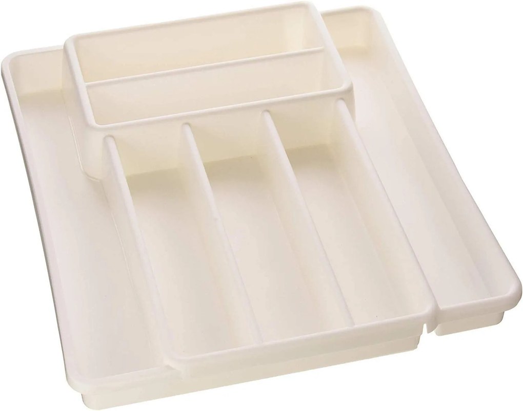 Rotho Nastaviteľný organizér do zásuvky, príborník plastový, biely DOMINO 34 - 58 x 40 cm