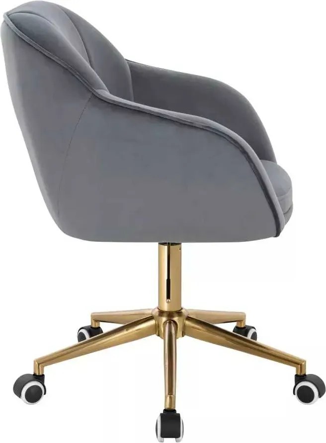 LuxuryForm DESIGN Stolička AVOLA VELUR na zlatej podstave s kolieskami - tmavo šedá