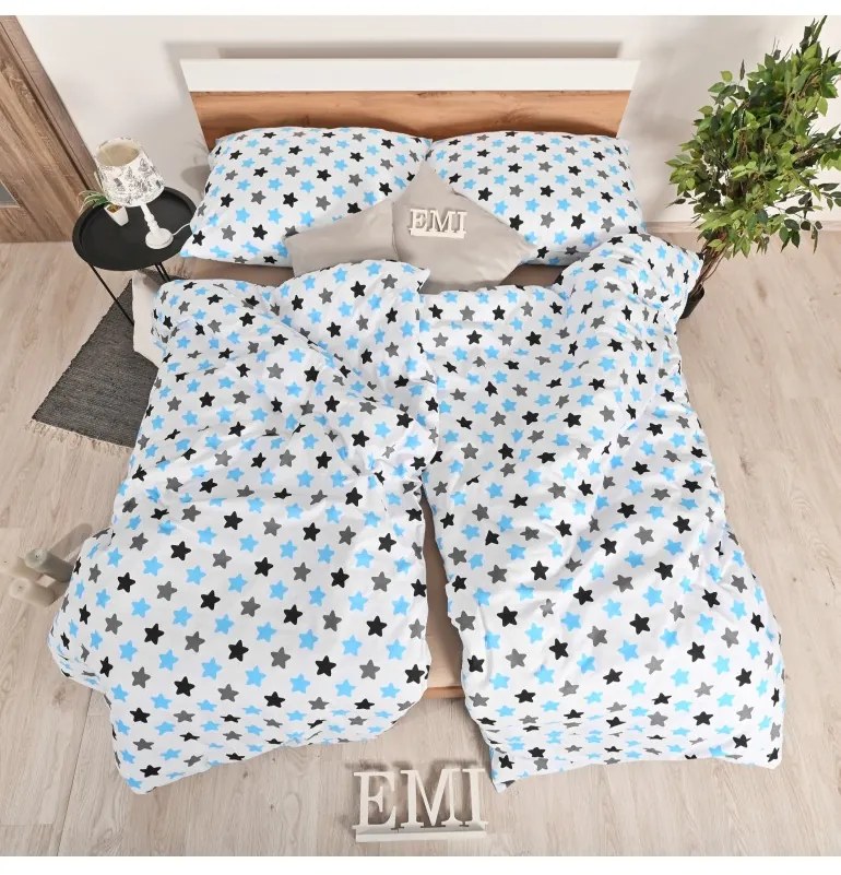 Obliečky bavlnené Hviezdičky modré EMI, Detský set 90x130 + 45x65