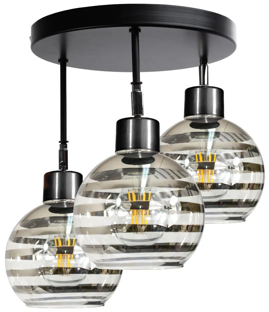 BERGE LED okrúhle stropné svietidlo 3xE27 GLASS BALL