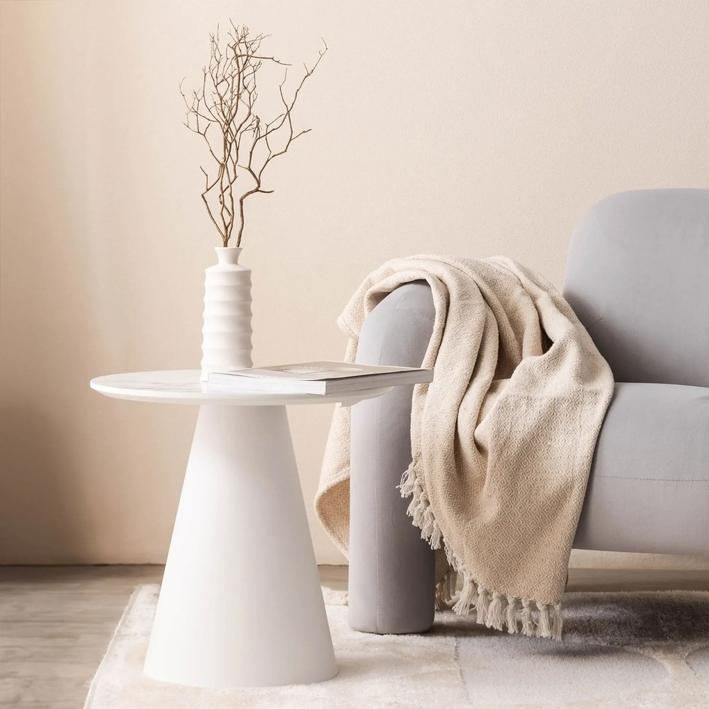 Konferenčný stolík Margos 46 cm biely/mramor I